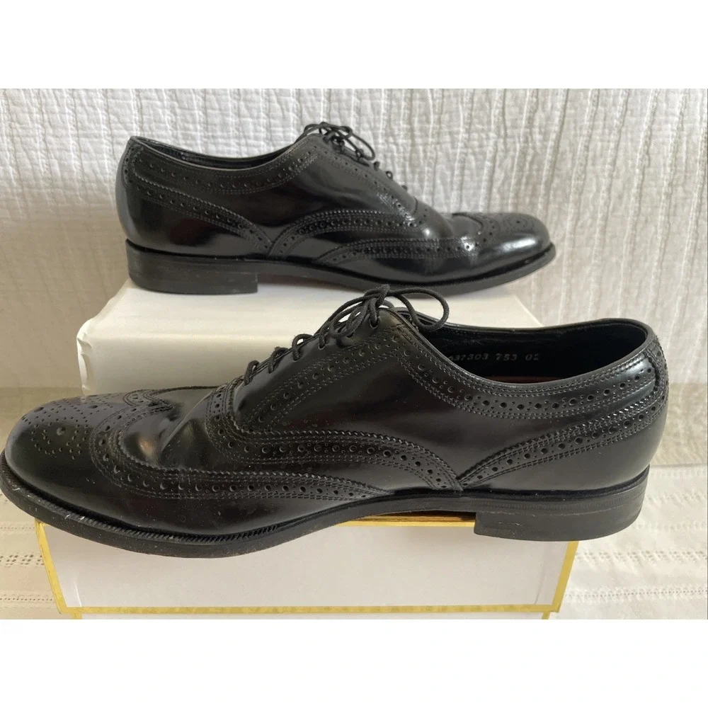 Florsheim Men's Wingtip Brogue Black Oxfords Size 9.5 Dress Shoes Classic Career